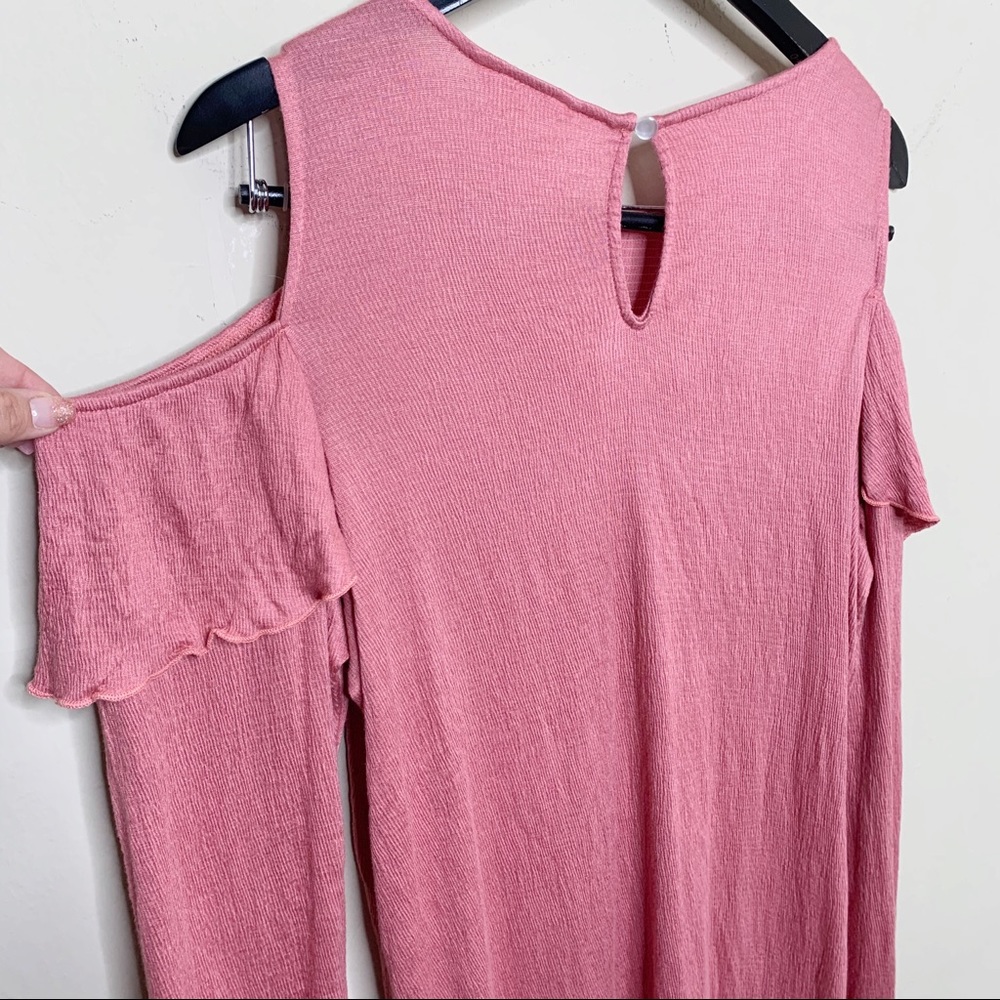 LUCKY BRAND Ribbed Ruffle Cold Shoulder Top - Picture 10 of 13